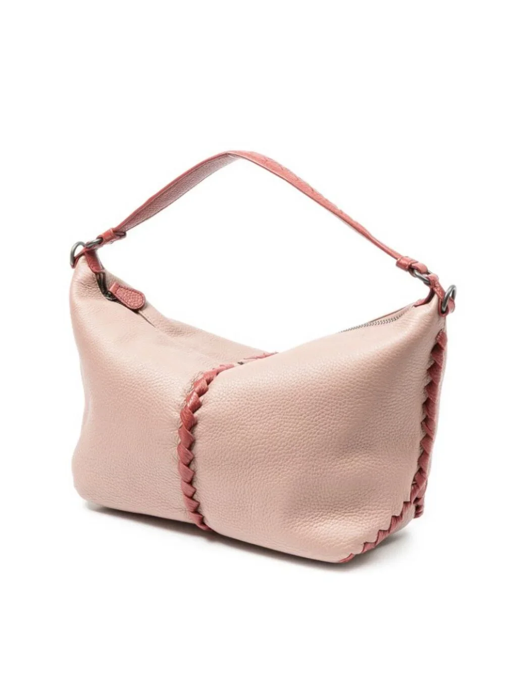 Bottega Veneta Shoulder Zip Hobo Pink Red Grain Calfskin Leather